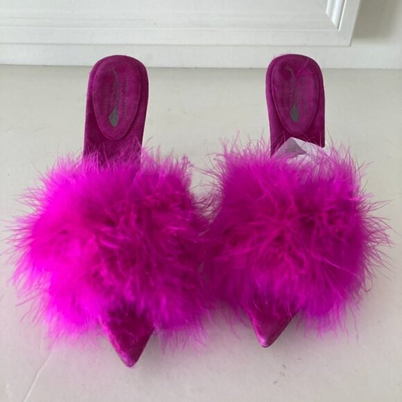 NWOT Jeffery Campbell Free People Lily Pointed Toe Feather Heels Pink Sz 6 - Picture 4 of 8